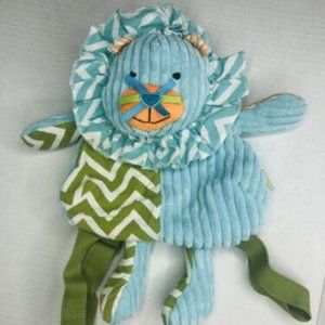 Mud Pie Lion Kitty Cat Blue Green & White Safari Collection Small Play Backpack